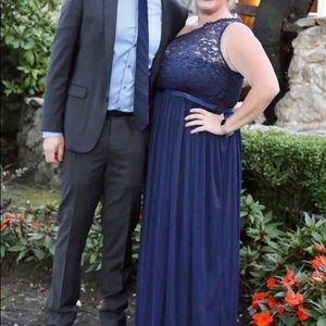 David’s bridal Bridesmaid dress - 1 shoulder-navy